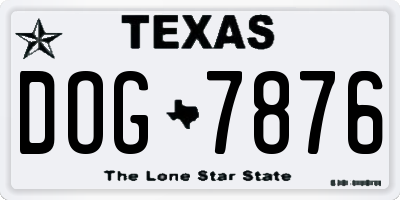 TX license plate DOG7876