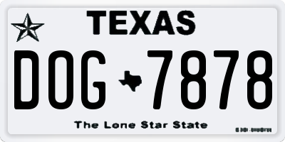 TX license plate DOG7878
