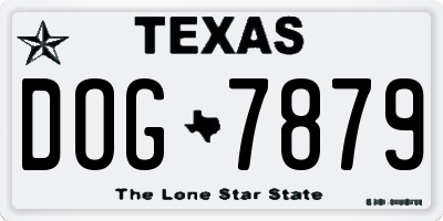 TX license plate DOG7879