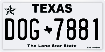TX license plate DOG7881