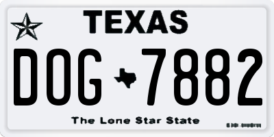 TX license plate DOG7882