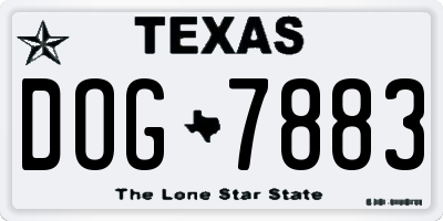 TX license plate DOG7883