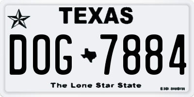 TX license plate DOG7884