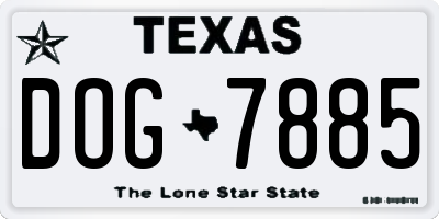 TX license plate DOG7885