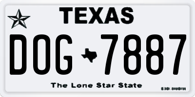 TX license plate DOG7887