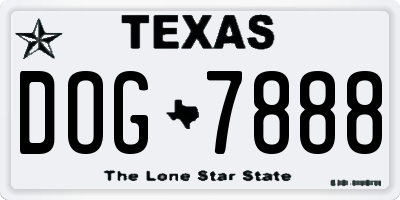 TX license plate DOG7888