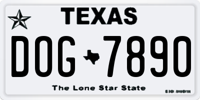 TX license plate DOG7890