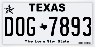 TX license plate DOG7893
