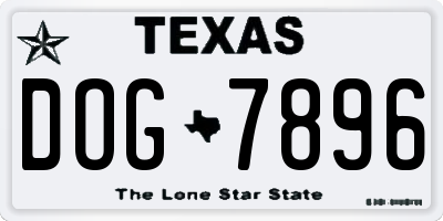 TX license plate DOG7896