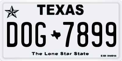 TX license plate DOG7899