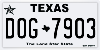 TX license plate DOG7903