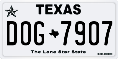 TX license plate DOG7907