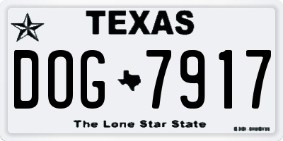 TX license plate DOG7917