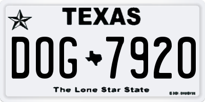 TX license plate DOG7920
