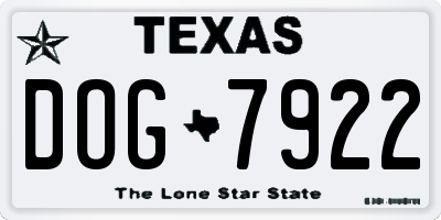 TX license plate DOG7922