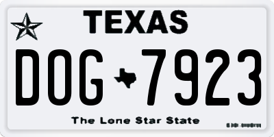TX license plate DOG7923