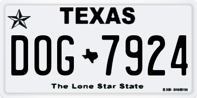 TX license plate DOG7924
