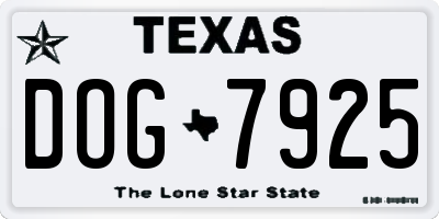 TX license plate DOG7925