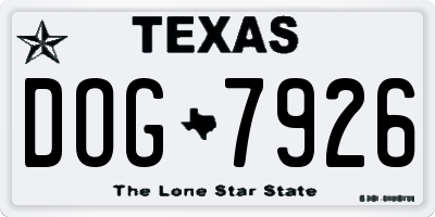 TX license plate DOG7926