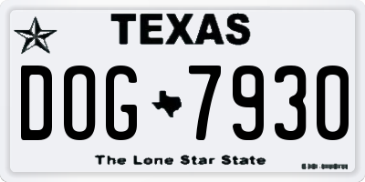 TX license plate DOG7930