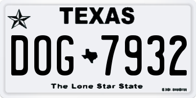 TX license plate DOG7932