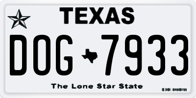 TX license plate DOG7933