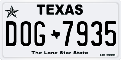 TX license plate DOG7935