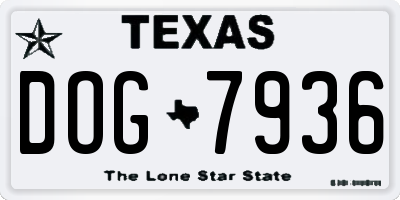 TX license plate DOG7936