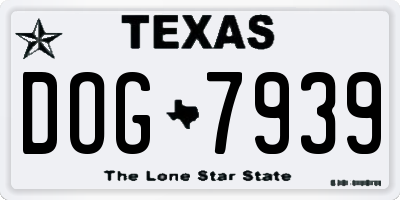 TX license plate DOG7939