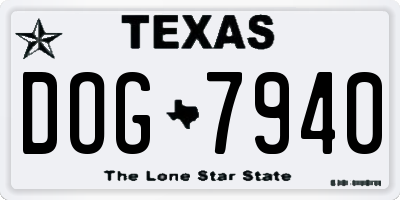 TX license plate DOG7940