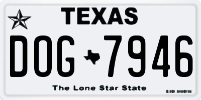 TX license plate DOG7946