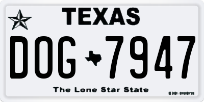 TX license plate DOG7947