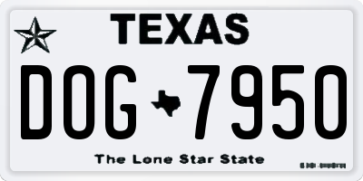 TX license plate DOG7950
