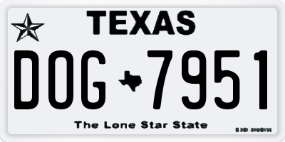 TX license plate DOG7951