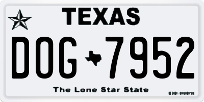 TX license plate DOG7952