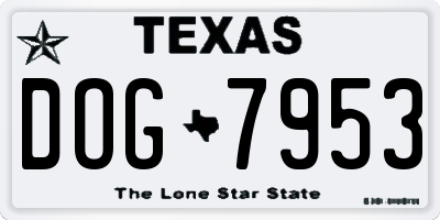 TX license plate DOG7953