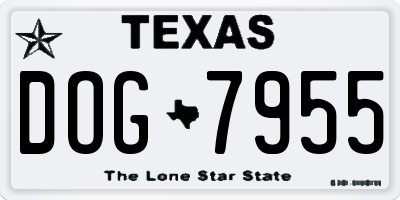 TX license plate DOG7955