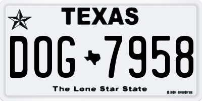 TX license plate DOG7958