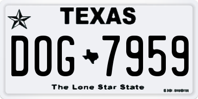 TX license plate DOG7959