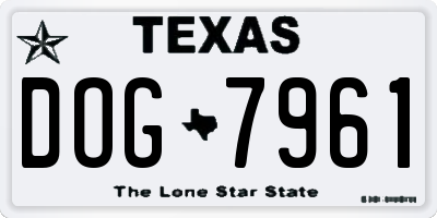 TX license plate DOG7961
