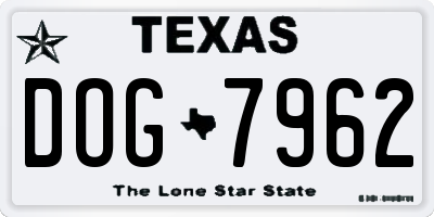 TX license plate DOG7962
