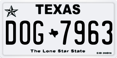 TX license plate DOG7963