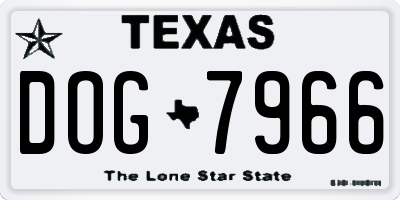 TX license plate DOG7966