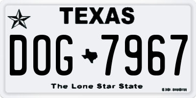 TX license plate DOG7967