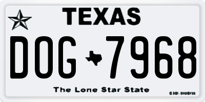 TX license plate DOG7968