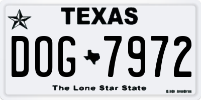 TX license plate DOG7972