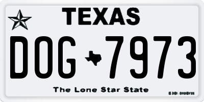TX license plate DOG7973