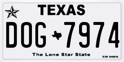 TX license plate DOG7974