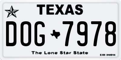 TX license plate DOG7978