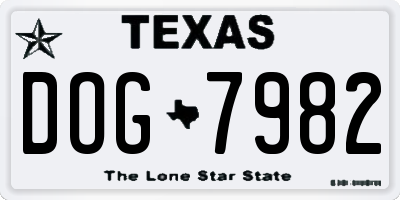TX license plate DOG7982